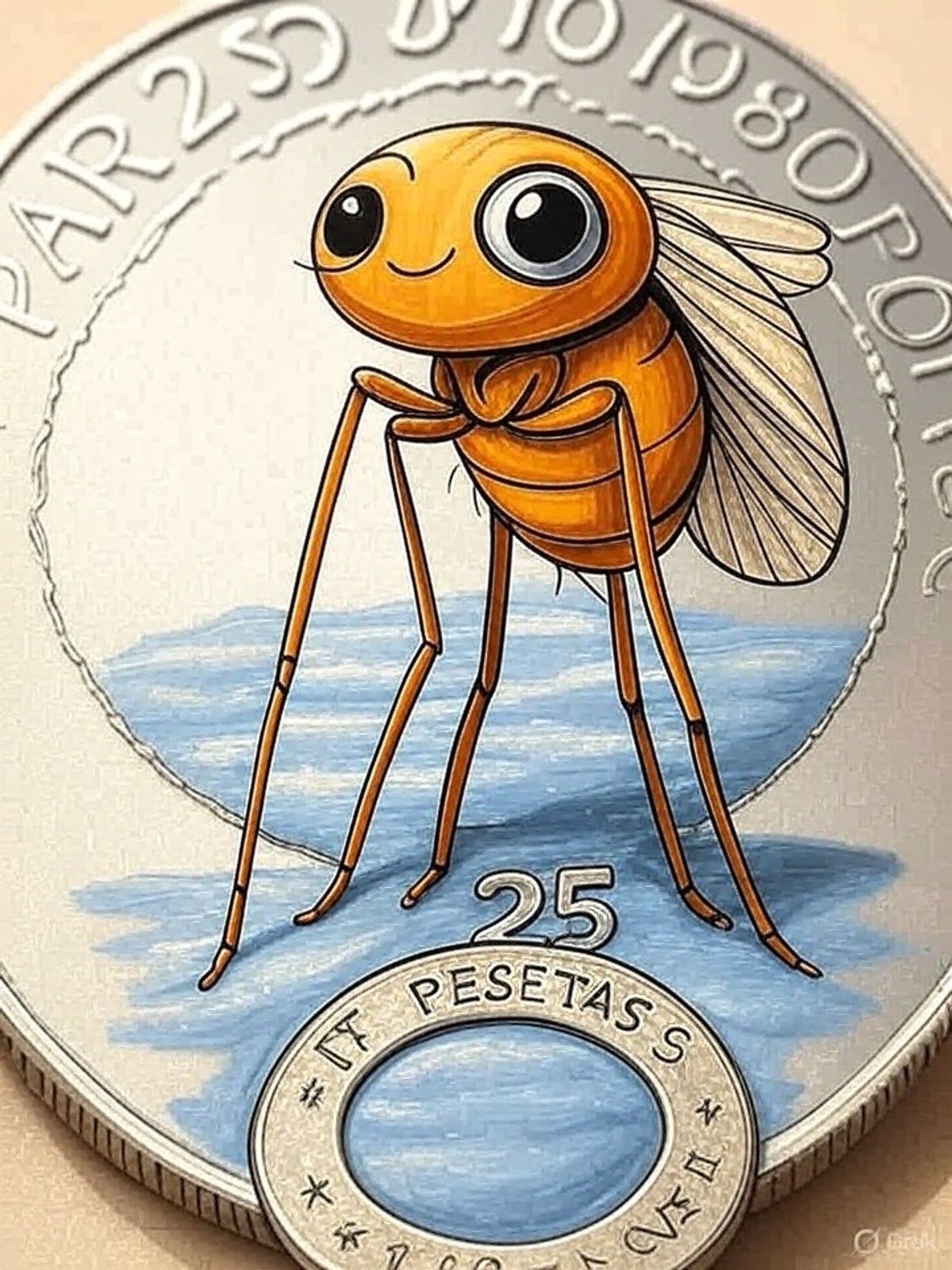 La Pulga, representada en una moneda de 25 pesetas