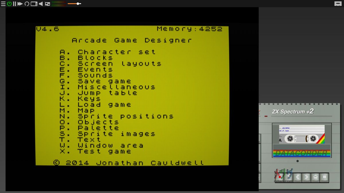 Menu principal de AGD esta vez con fondo amarillo, parece roto, pero esta correcto