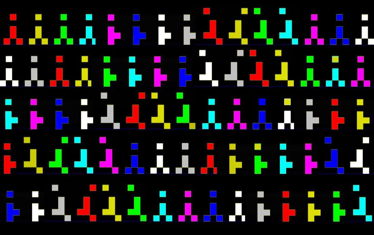 Los lemmings estilo monty python en diversas posiciones y colores