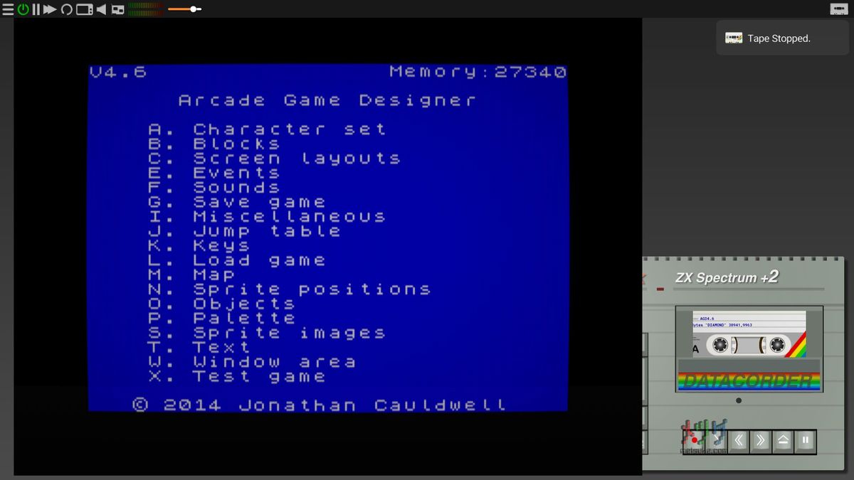 Menu principal de AGD