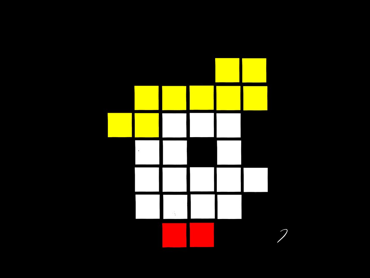 La cabeza de Manic Miner con pixeles gordos