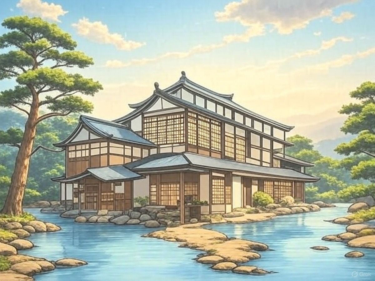 Mini castillo japones en un entorno idilico