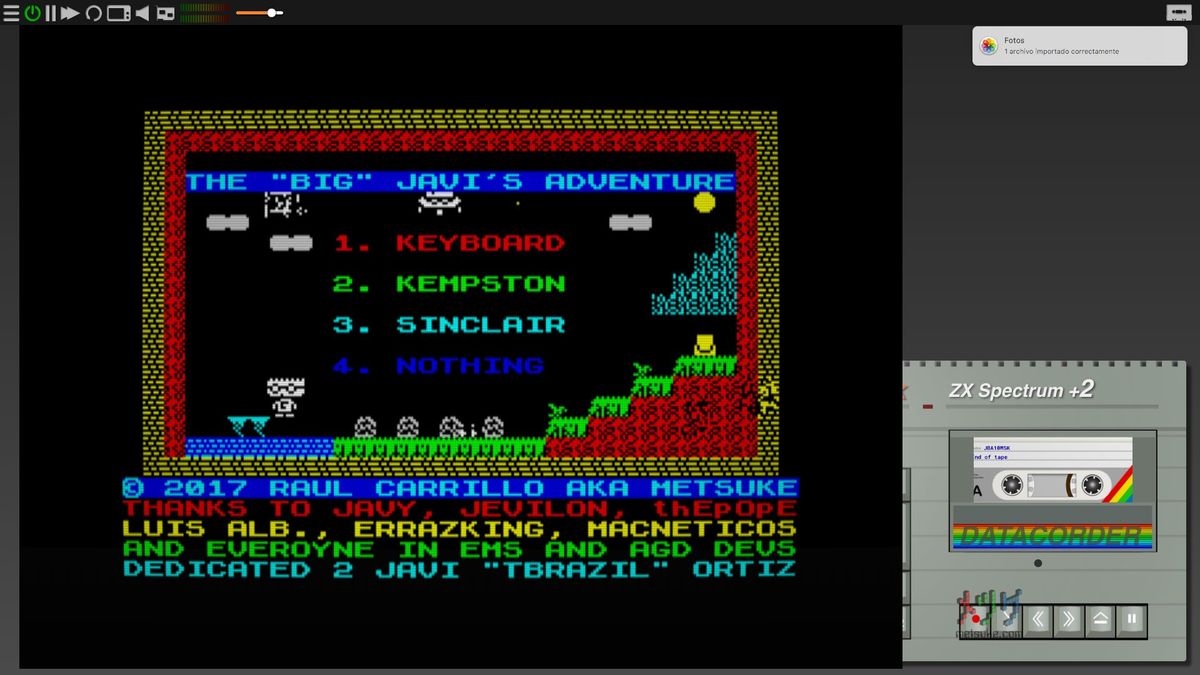 Pantalla inicia de JBA, el juego efectivaemnte ha cargado correctamemnte